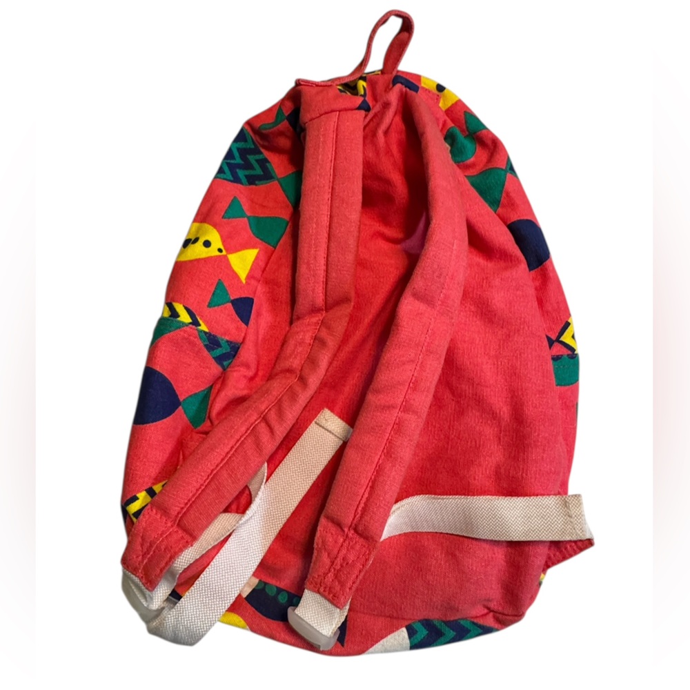 Vintage High End OP Pink Surf Colorful Fish Pattern Women’s Backpack MINTY - Picture 2 of 7